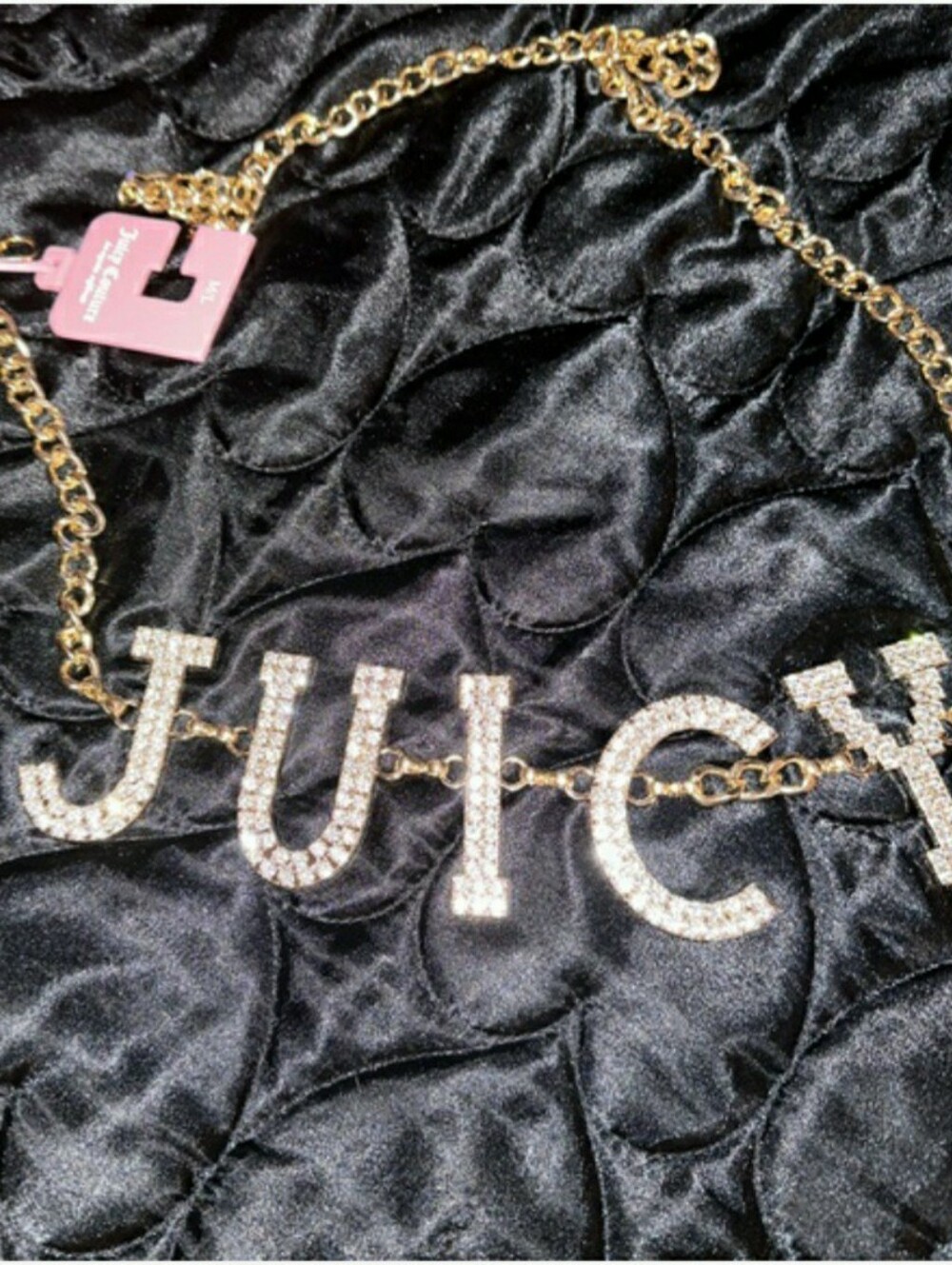 Juicy Couture Rhinestone Gold Tone Chain Belt Size M/L NWT
